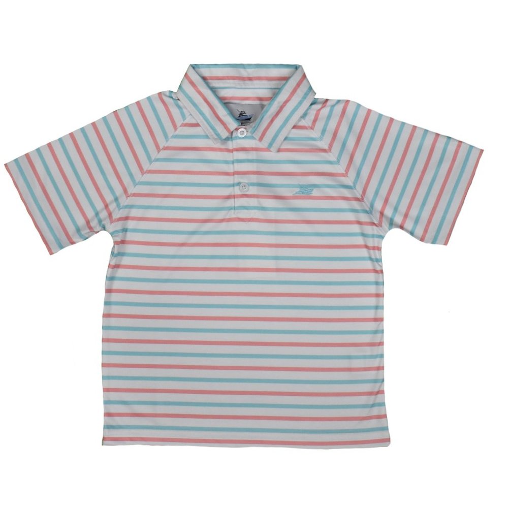 White Blue and Pink Striped Polo